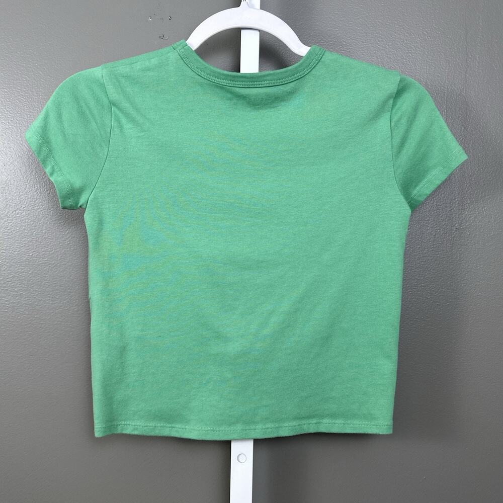 Abercrombie Kids Green Twist Front Graphic T Shirt Crop Top Size 7/8 Preppy - Picture 4 of 7